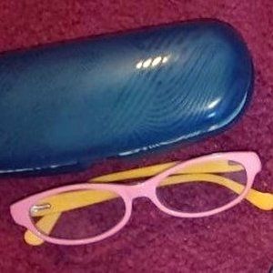 Cute pink and yellow glasses frames for young girl
